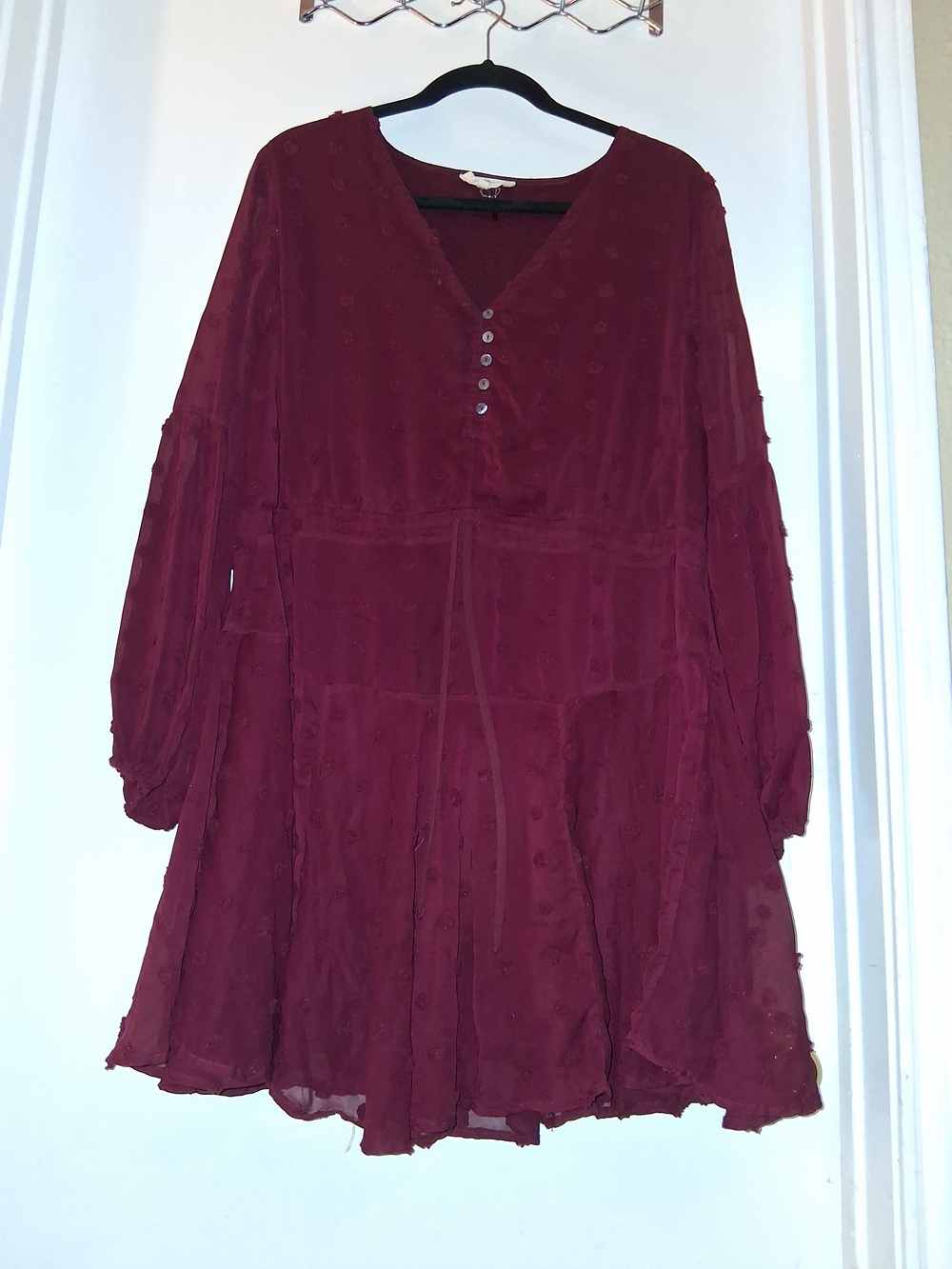entro Burgundy V-Neck Mini Dress